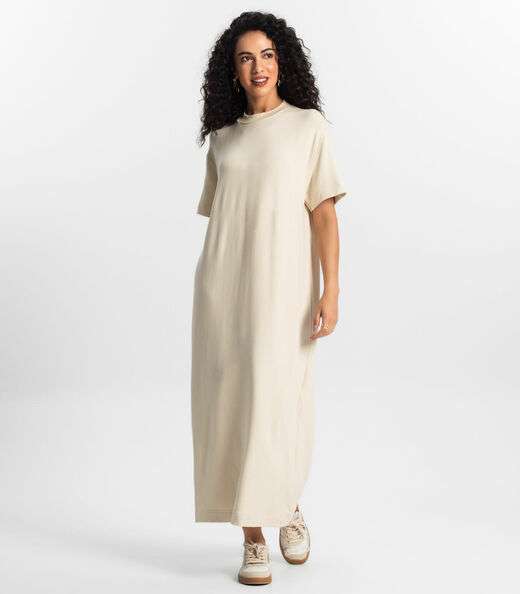 Vestido Midi Feminino Rovitex Bege