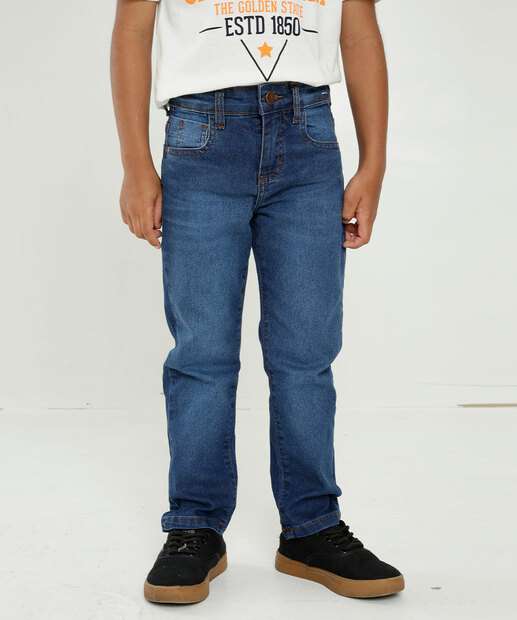 Calça Infantil Jeans Bolsos MR Tam 4 a 12
