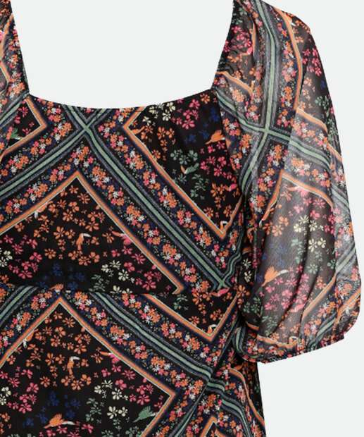 Vestido Feminino Tule Estampa Floral Marisa