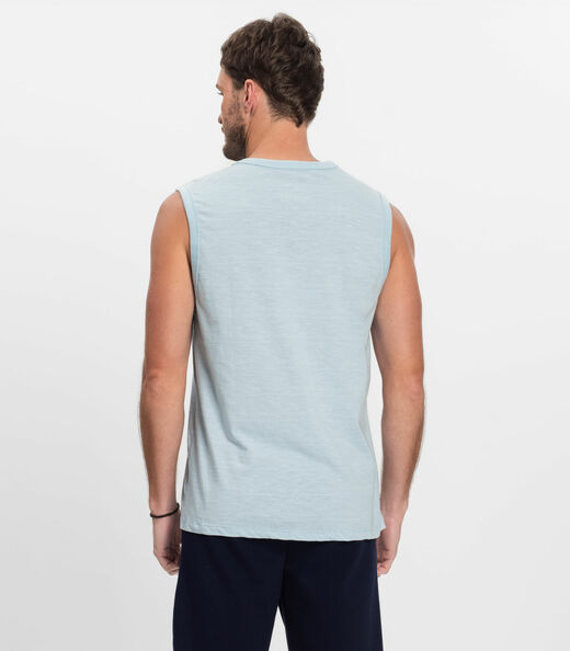 Regata Plus Masculina Malha Maquinetada Diametro Azul