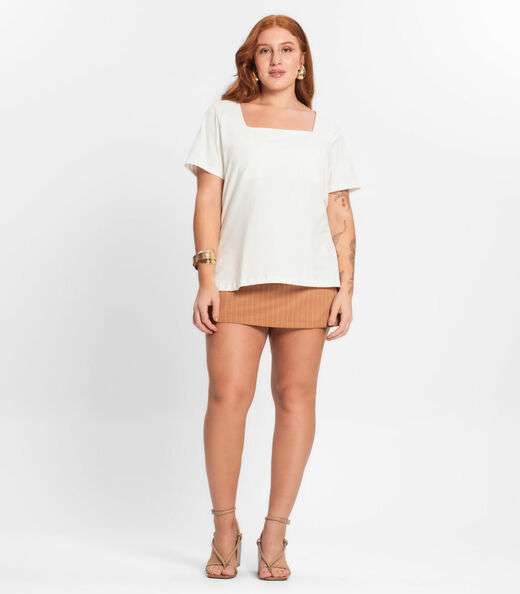 Blusa Feminina Plus Size Secret Glam Bege