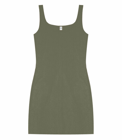 Vestido Curto em Ribana Canelada Rovitex Verde