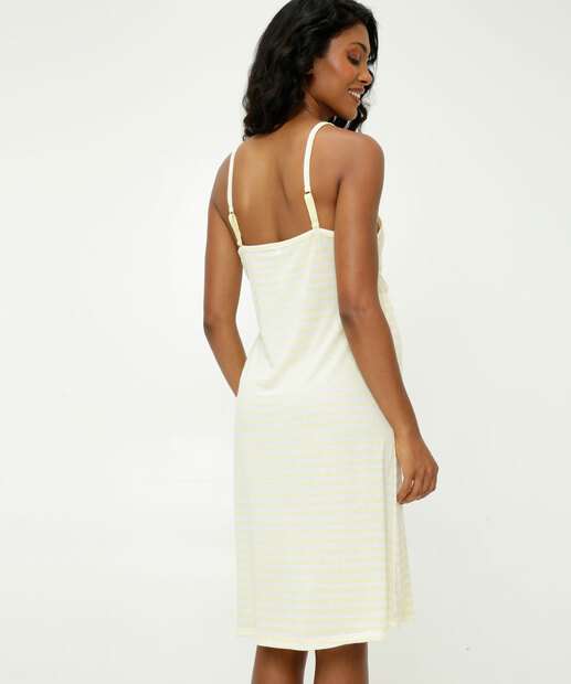 Camisola Gestante Listrada Recorte Renda Marisa  