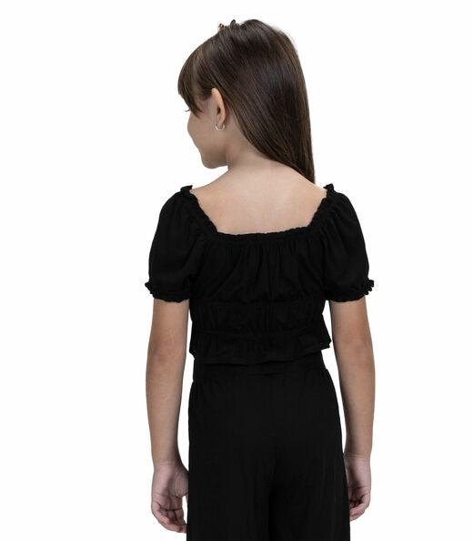 Blusa Ciganinha Cropped Infantil Trick Nick Preto