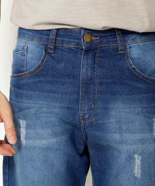 Bermuda Masculina Jeans Destroyed Bolsos