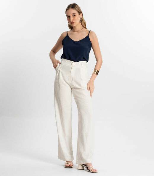 Blusa De Alça Tecido Crepe Marrocos Endless Azul