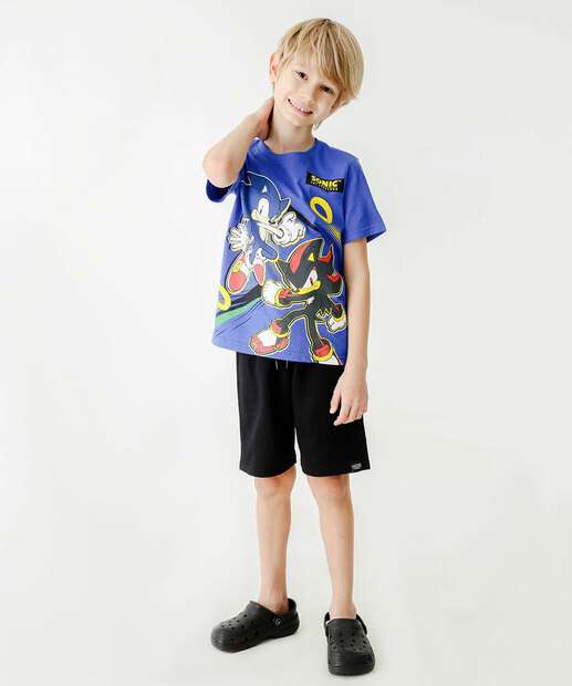 Camiseta Infantil Estampa Sonic Tam 4 a 10