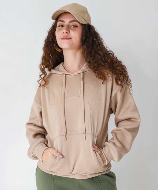 Image_Blusão Feminino Moletom Flanelado Mickey Bege