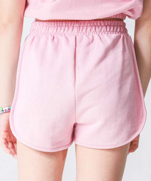 Short Juvenil Moletom Estampa Frase Marisa Tam 10 a 16 Rosa