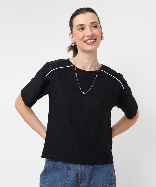Blusa Feminina Manga Curta Marisa Preto