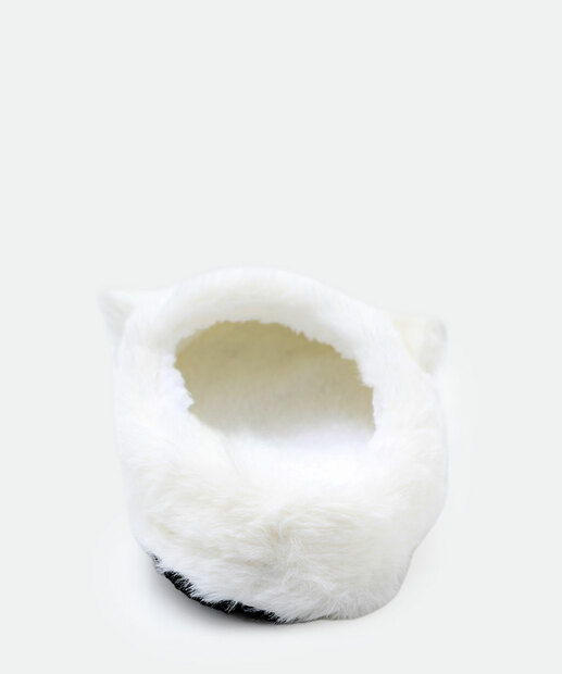 Pantufa Feminina Bordado Gato Orelhas Marisa Branco