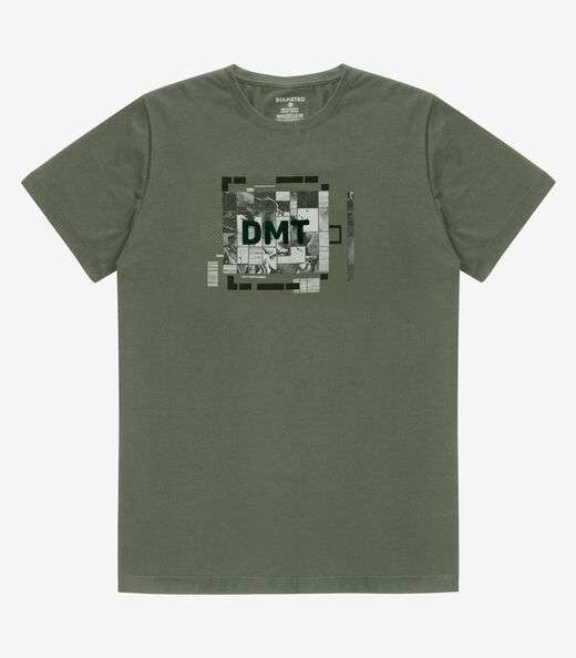 Camiseta Masculina Meia Malha Diametro Verde