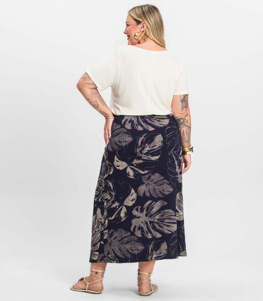 Saia Midi Plus Size Infinita Cor Azul