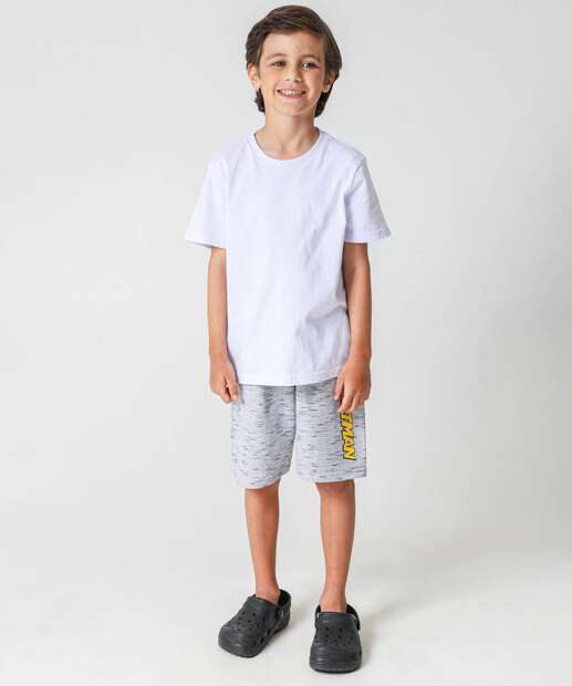 Camiseta Infantil Manga Curta Básica MR Tam 4 a 10 Branco