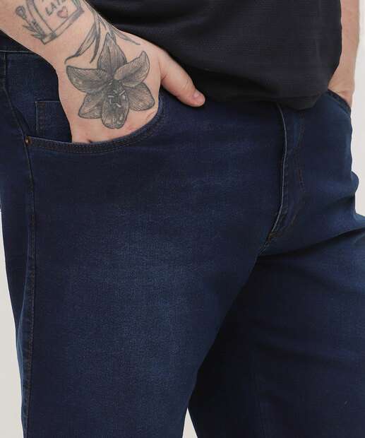 Bermuda Plus Size Masculina Jeans Escuro Bolsos