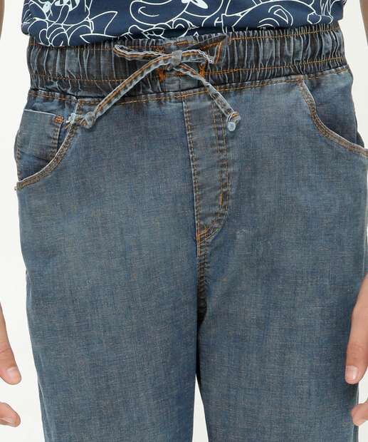Calça Juvenil Jeans Jogger Bolsos Tam 10 a 16