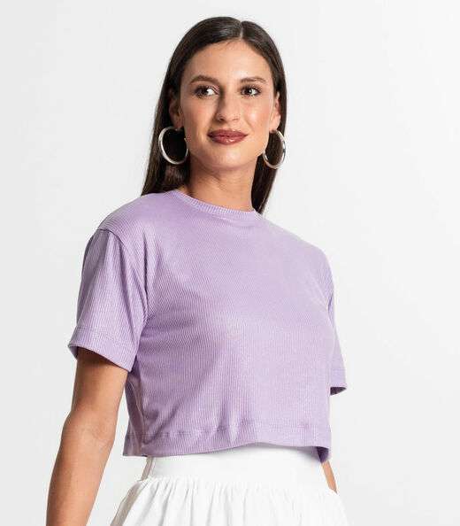 Blusa Feminina Em Ribana Canelada Rovitex Roxo