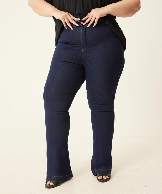 Calça Plus Size Feminina Jeans Flare