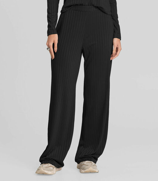 Conjunto Feminino Blusa E Calça Em Ribana Dianna Preto