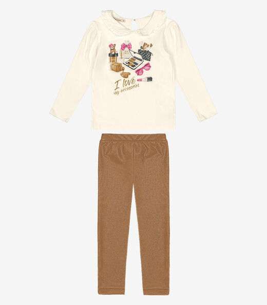 Conjunto Infantil Blusa Com Legging Trick Nick Bege