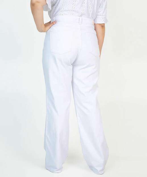 Calça Plus Size Feminina Sarja Wide Leg Pantalona Biotipo
