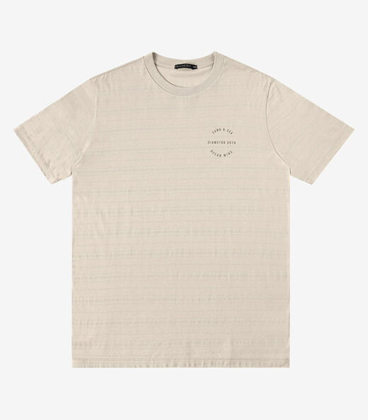 Camiseta Masculina Meia Malha Maquinetada Diametro Bege