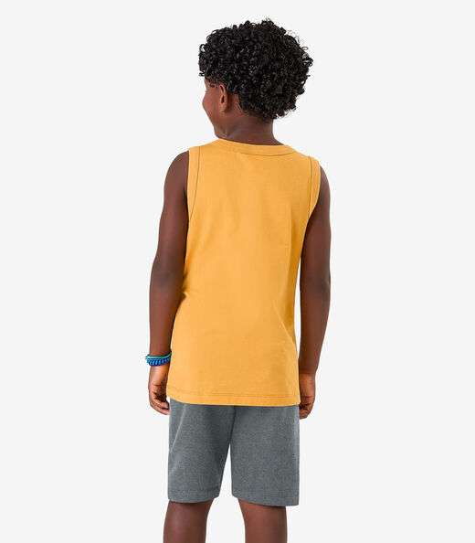 Conjunto Machão c/ Bermuda em Meia Malha Rovi Kids Amarelo