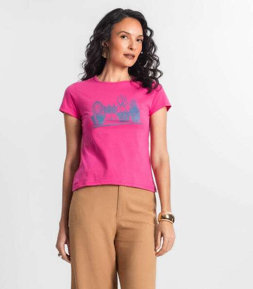 Blusa T-Shirt Feminina Estampada Select Rosa
