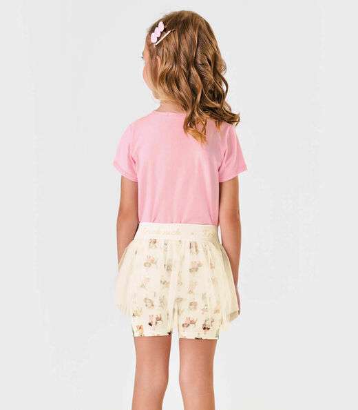 Conjunto Infantil Blusa Com Shorts Saia Trick Nick Rosa