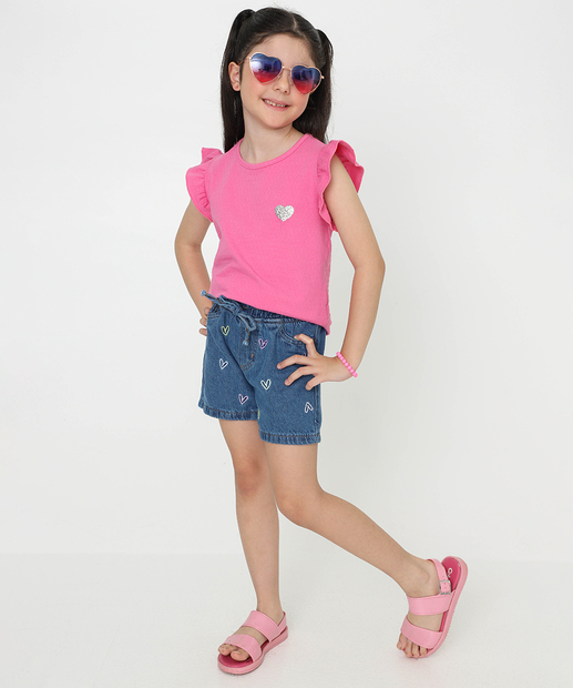 Blusa Infantil Cotton Textura Marisa Tam 4 a 10 Rosa