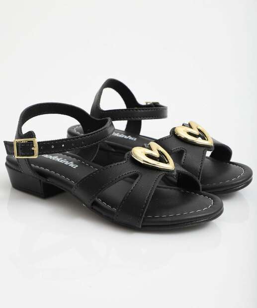 Sandália Infantil Coração Molekinha Preto