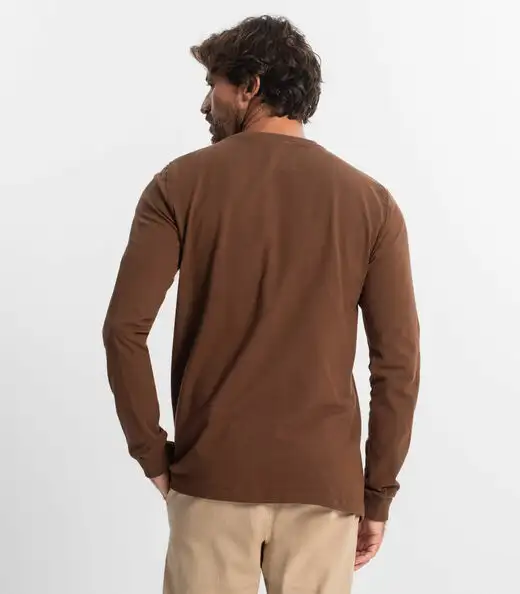 Camiseta Masculina Manga Longa Diametro Marrom