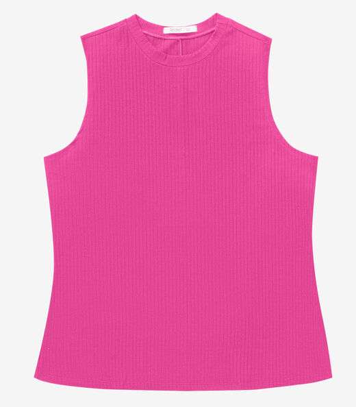 Regata Plus Size Em Ribana Canelada Secret Glam Rosa