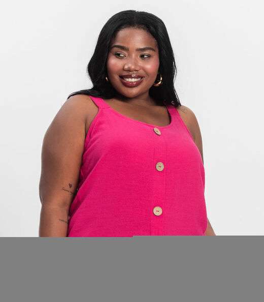 Regata Feminina Plus Size Secret Glam Rosa