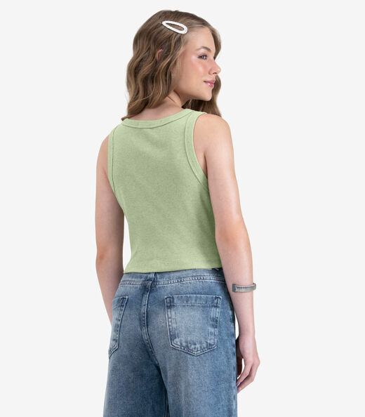 Regata Juvenil Feminina em Ribana de Melange Minty Verde