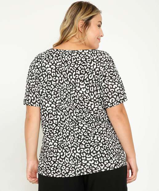 Blusa Plus Size Feminina Estampa Animal Print Marisa
