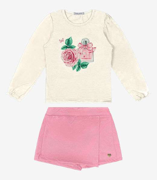 Image_Conjunto Infantil Blusa Com Shorts Saia Trick Nick Bege