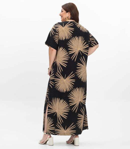 Vestido Super Midi Feminino Plus Size Secert Glam Preto