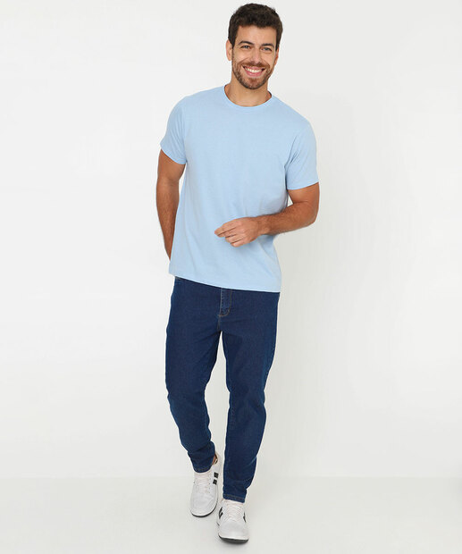 Camiseta Masculina Básica Marisa Azul Claro