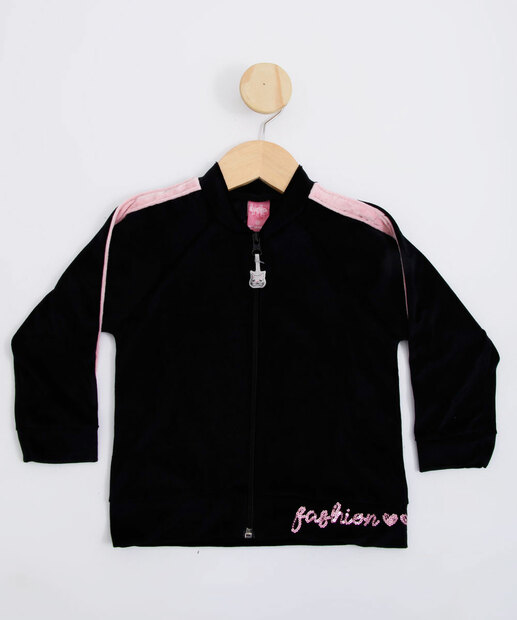 Casaco Infantil Plush Estampa Frase Tam 1 a 3