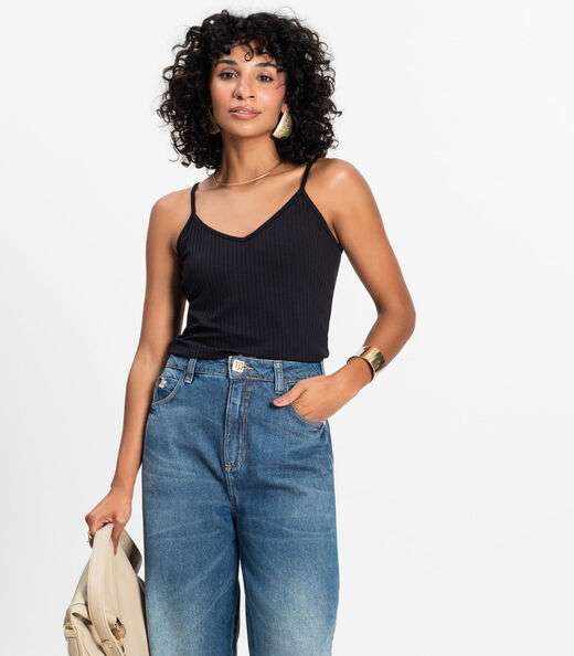 Image_Blusa De Alça Feminina Ribana Canelada Rovitex Preto