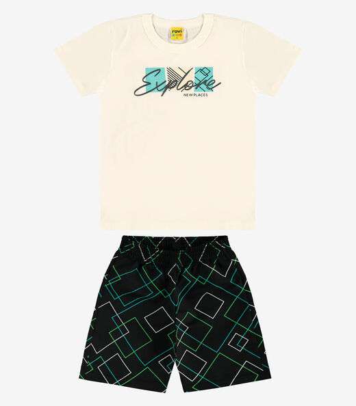 Image_Conjunto Infantil Camiseta Com Bermuda Rovi Kids Bege