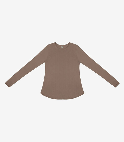 Blusa Feminina Manga Longa Visco Tricot Rovitex Marrom