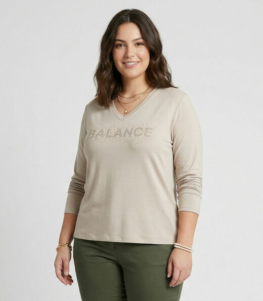 Image_Blusa Manga Longa Plus Size Secret Glam Bege