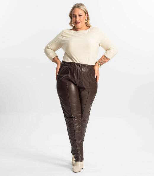 Legging Feminina Plus Size Secret Glam Marrom