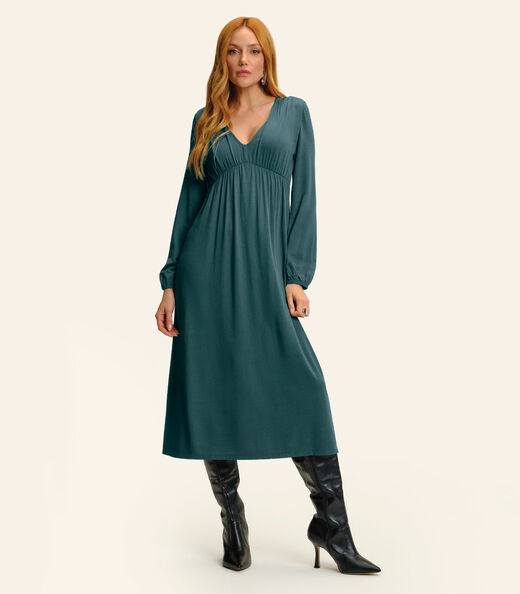 Image_Vestido Feminino Midi Manga Bufante Endless Verde