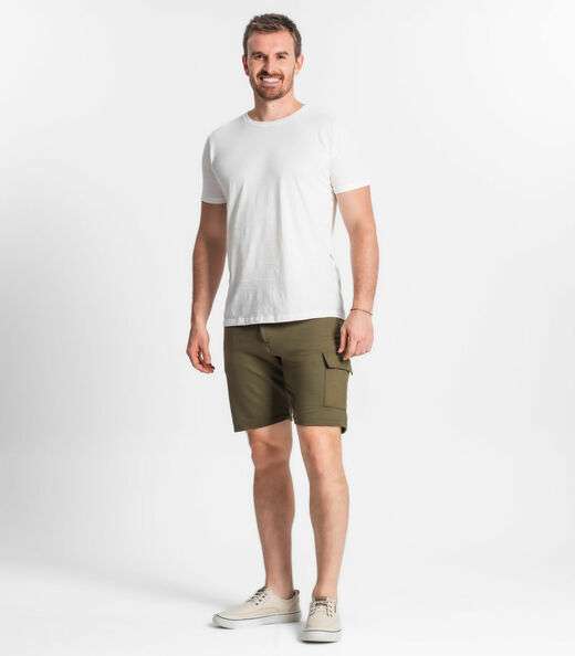 Camiseta Masculina Meia Malha Maquinetada Diametro Bege