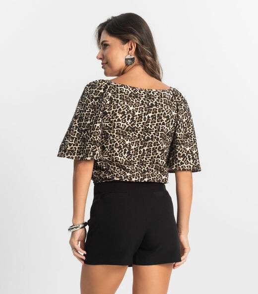 Blusa Feminina Manga Curta Select Bege