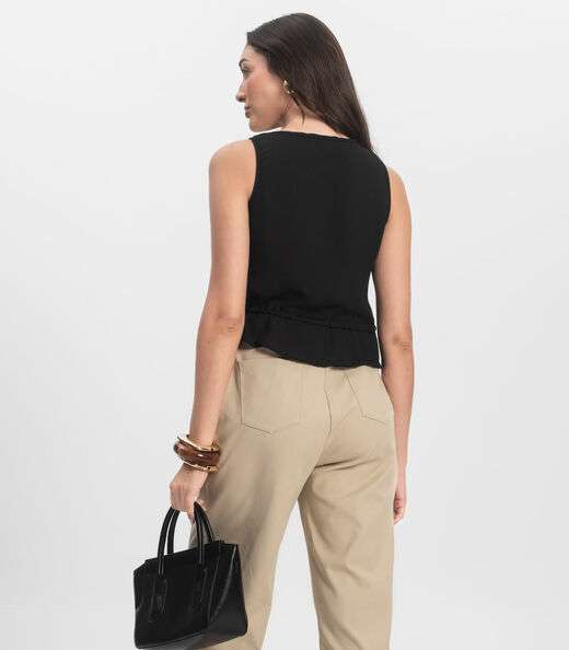 Regata Feminina em Crepe Infinita Cor Preto