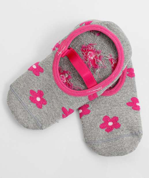 Meia Sapatilha Feminina Antiderrapante Marisa Cinza